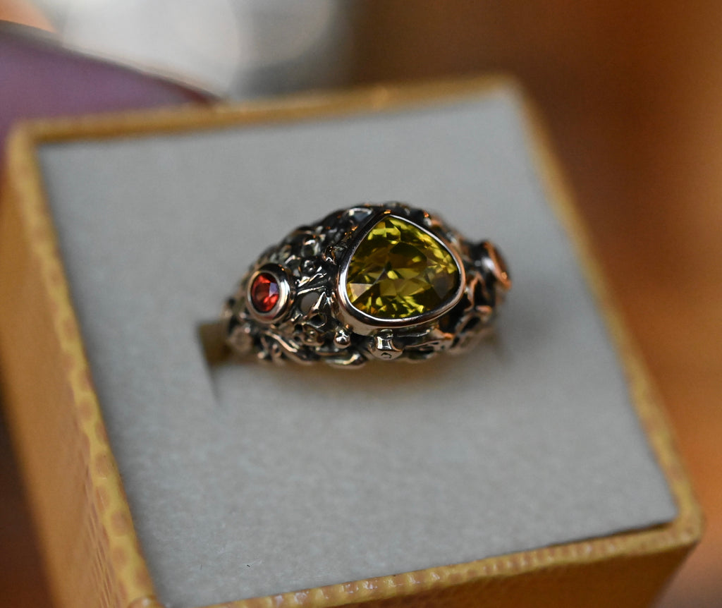 14k Gold Domed Floral Gemstone Ring Setting - Made To Order