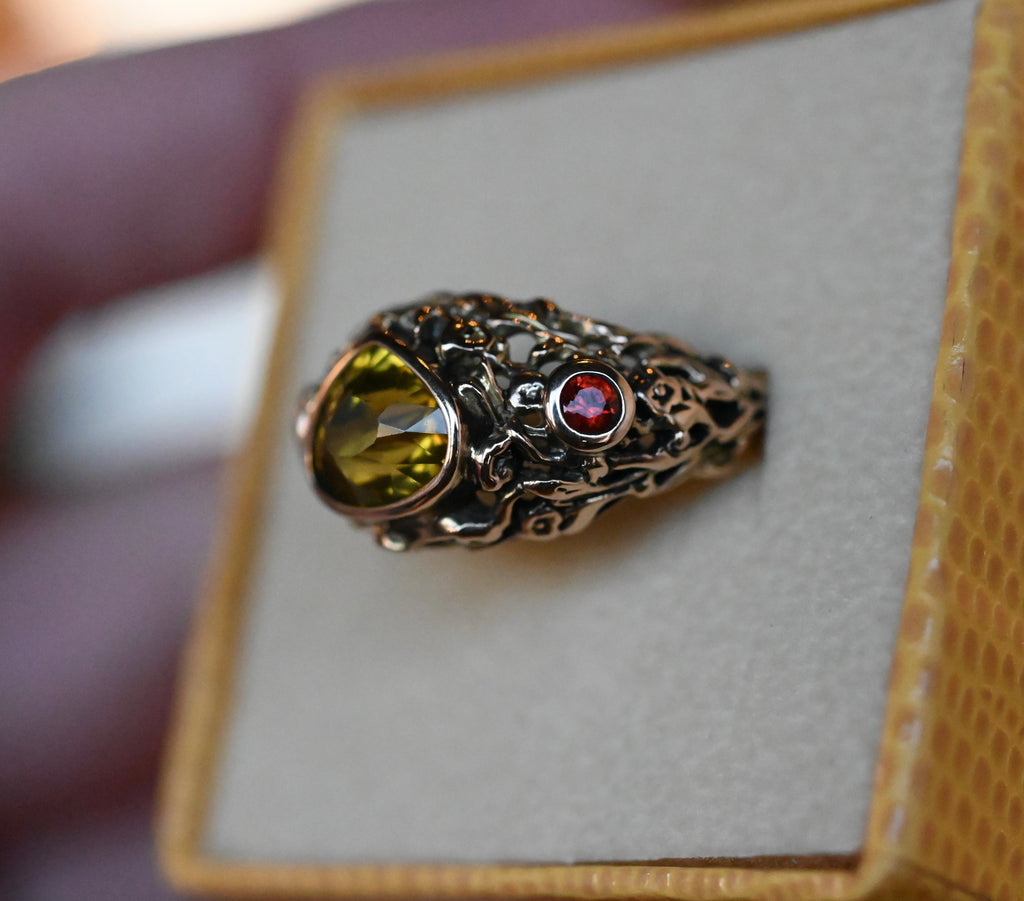 14k Gold Domed Floral Gemstone Ring Setting - Made To Order