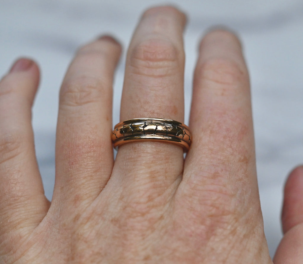 Large Stone 14k Gold Ring Band- Made to Order