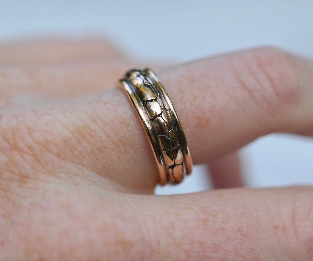 Large Stone 14k Gold Ring Band- Made to Order