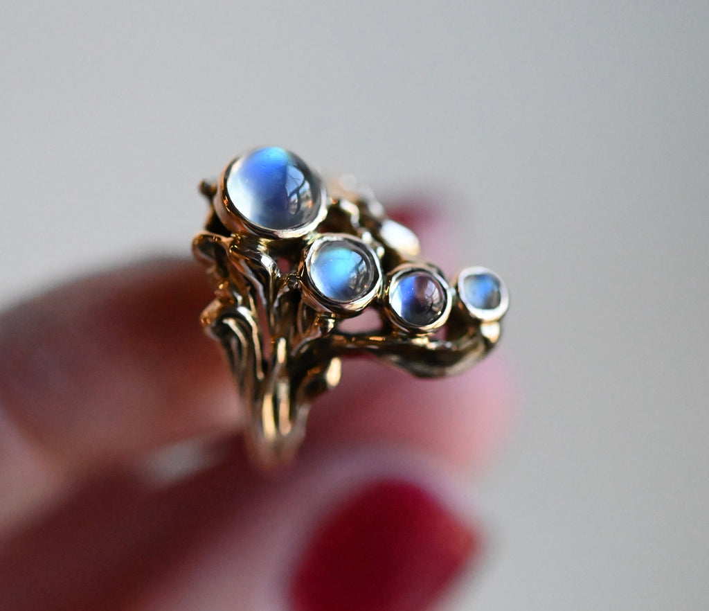 14k Gold Freeform 4 Stone Ring Setting - Made To Order