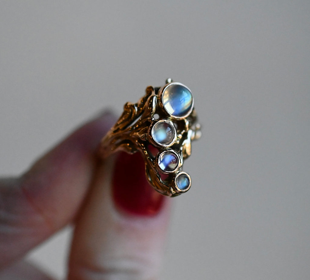 14k Gold Freeform 4 Stone Ring Setting - Made To Order