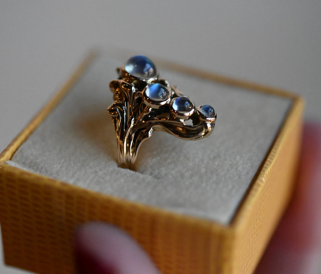 14k Gold Freeform 4 Stone Ring Setting - Made To Order