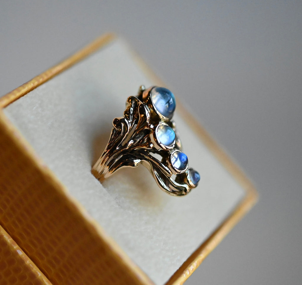 14k Gold Freeform 4 Stone Ring Setting - Made To Order