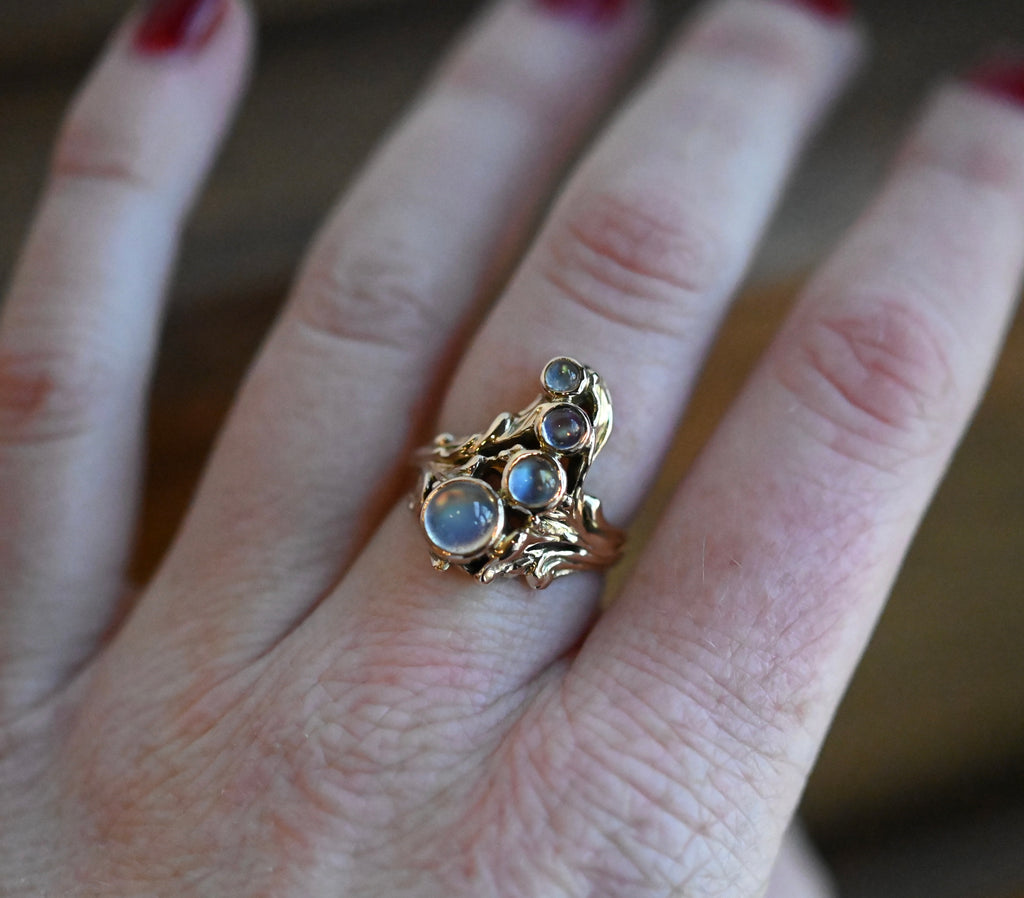 14k Gold Freeform 4 Stone Ring Setting - Made To Order