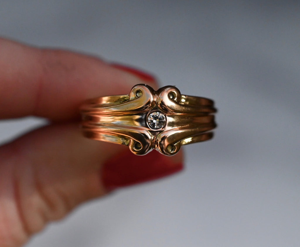 Symmetrical Scroll 14k Gold Ring Band Setting- Made to Order