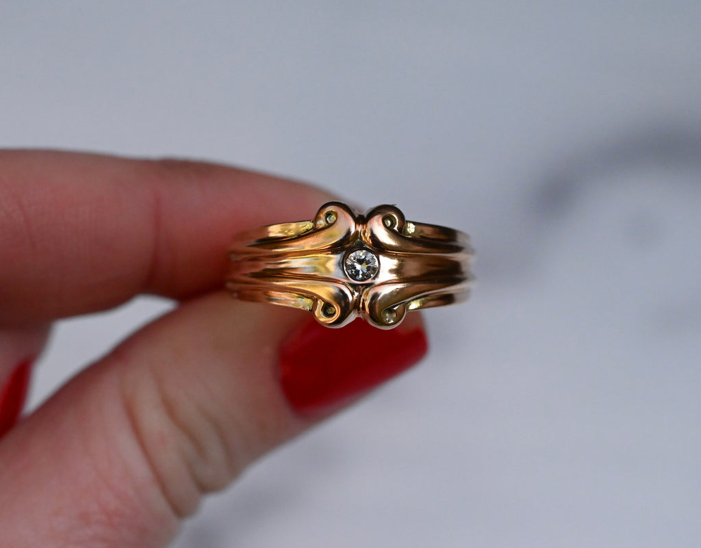 Symmetrical Scroll 14k Gold Ring Band Setting- Made to Order