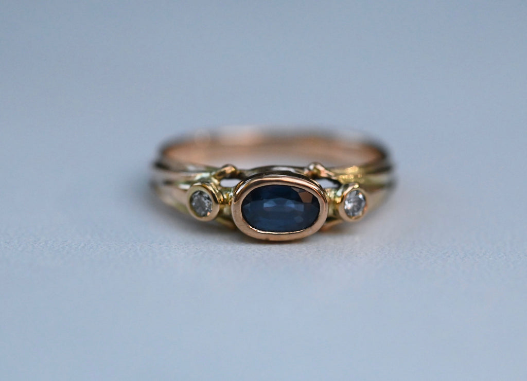 Deco Sapphire 14k Gold Ring Setting - Made To Order