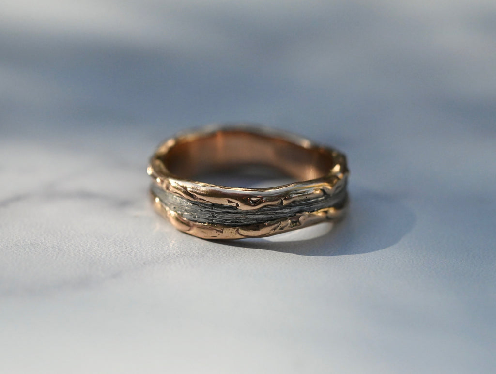 Meteorite & 14k Gold Freeform Ring - Made To Order