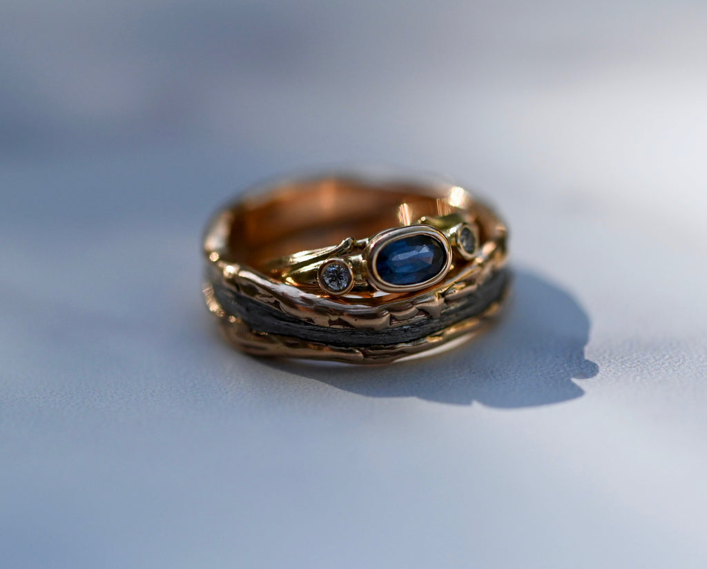 Deco Sapphire 14k Gold Ring Setting - Made To Order