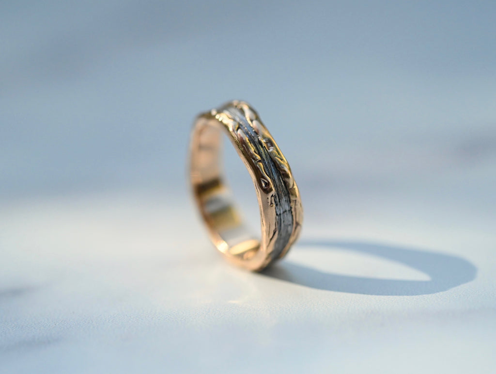 Meteorite & 14k Gold Freeform Ring - Made To Order