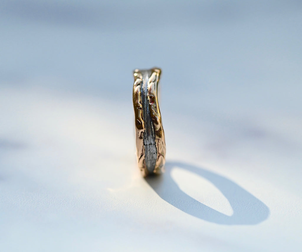 Meteorite & 14k Gold Freeform Ring - Made To Order