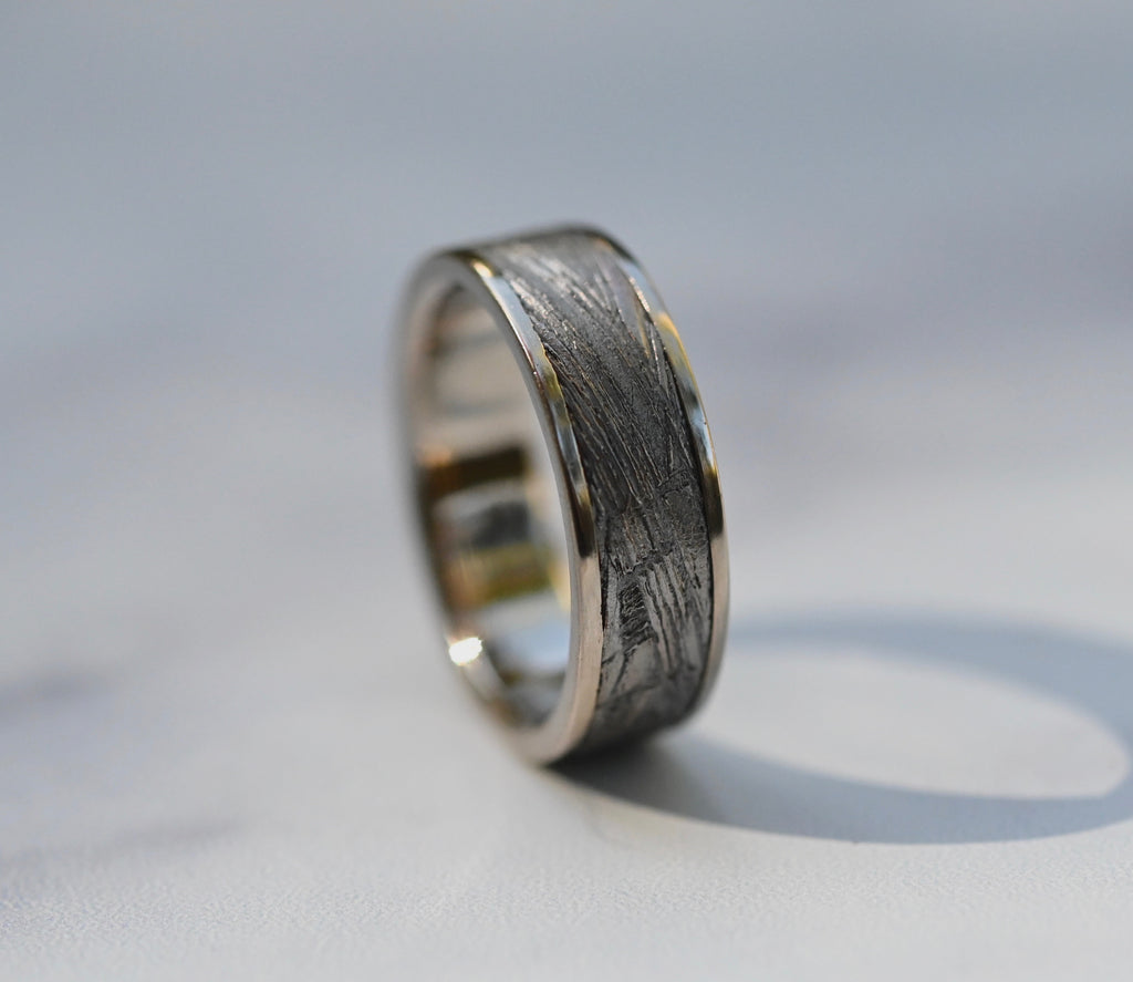 Meteorite & 14k White Gold Ring - Made To Order