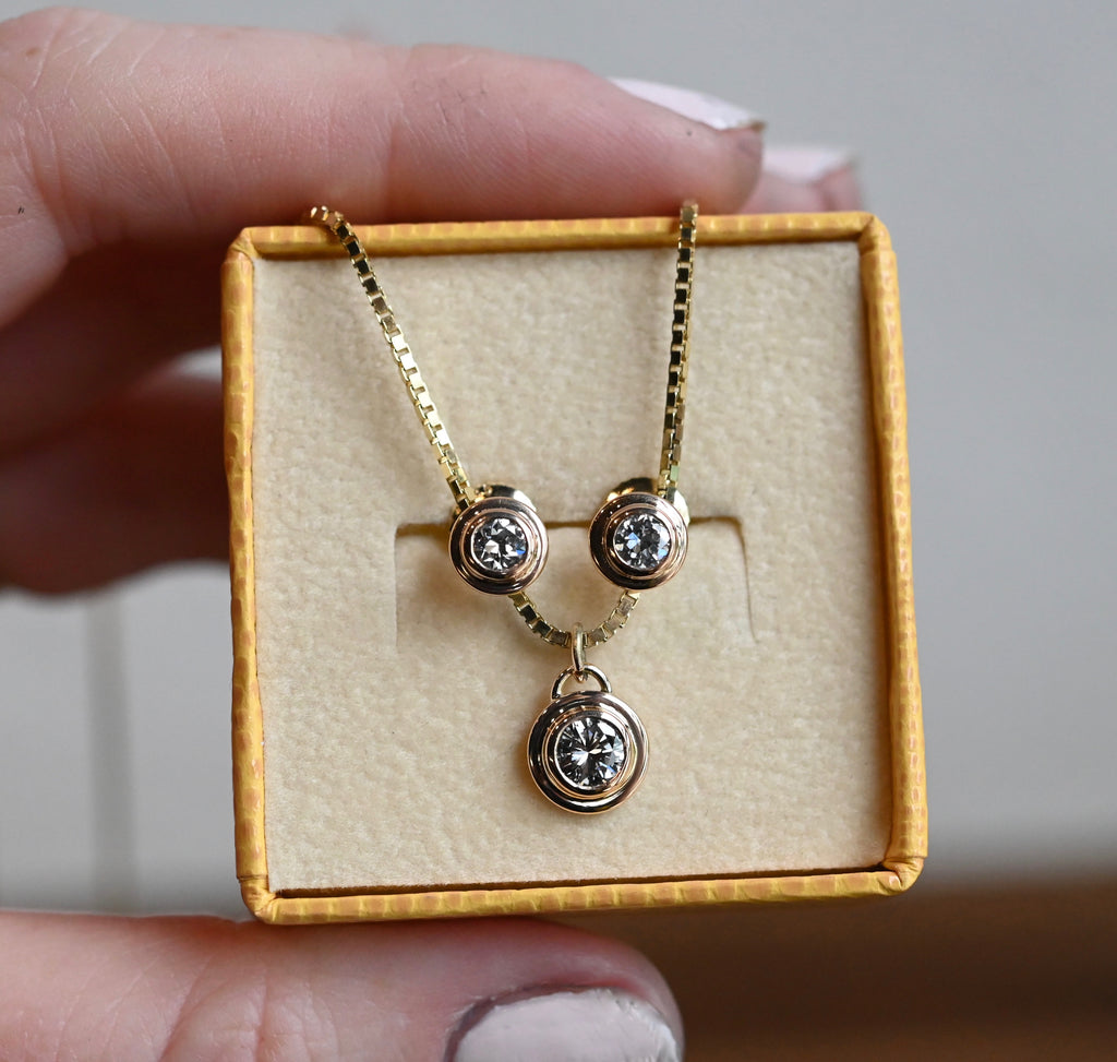 Diamond Disc 14k Gold Studs Setting - Made to Order