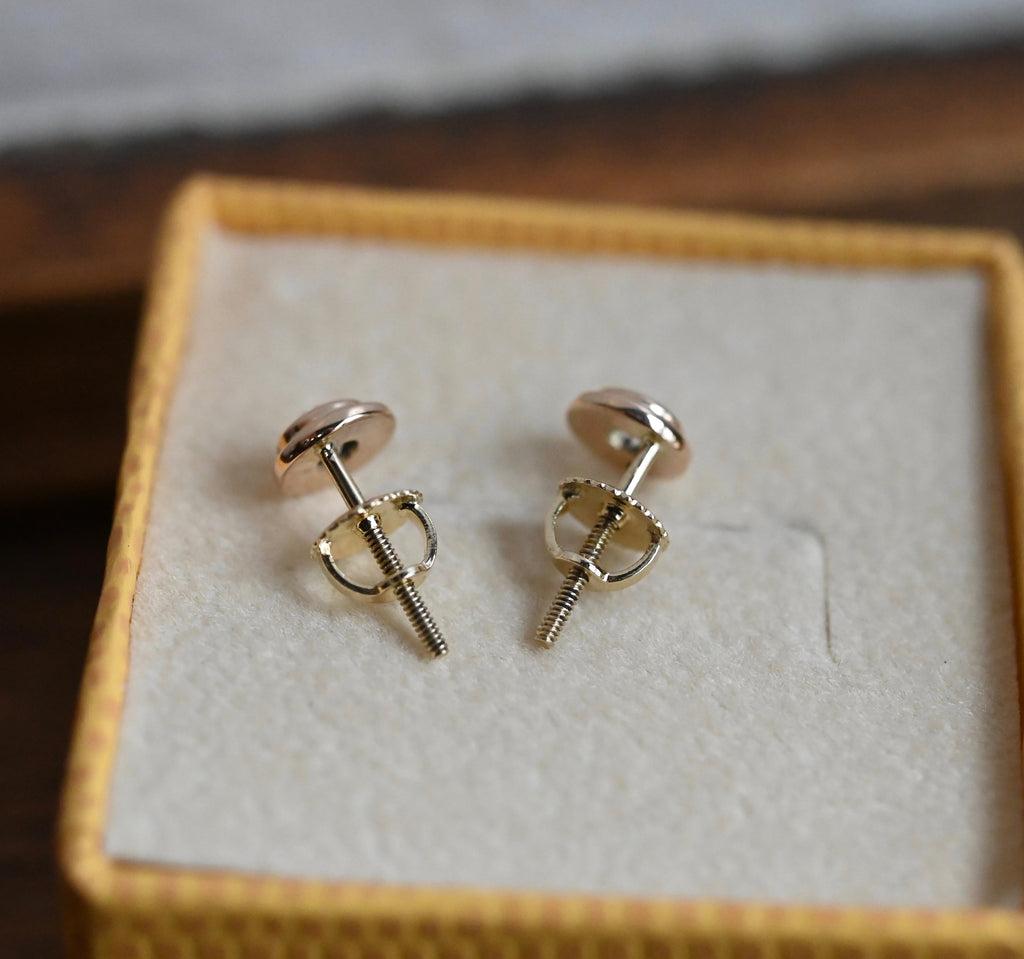 Diamond Disc 14k Gold Studs Setting - Made to Order