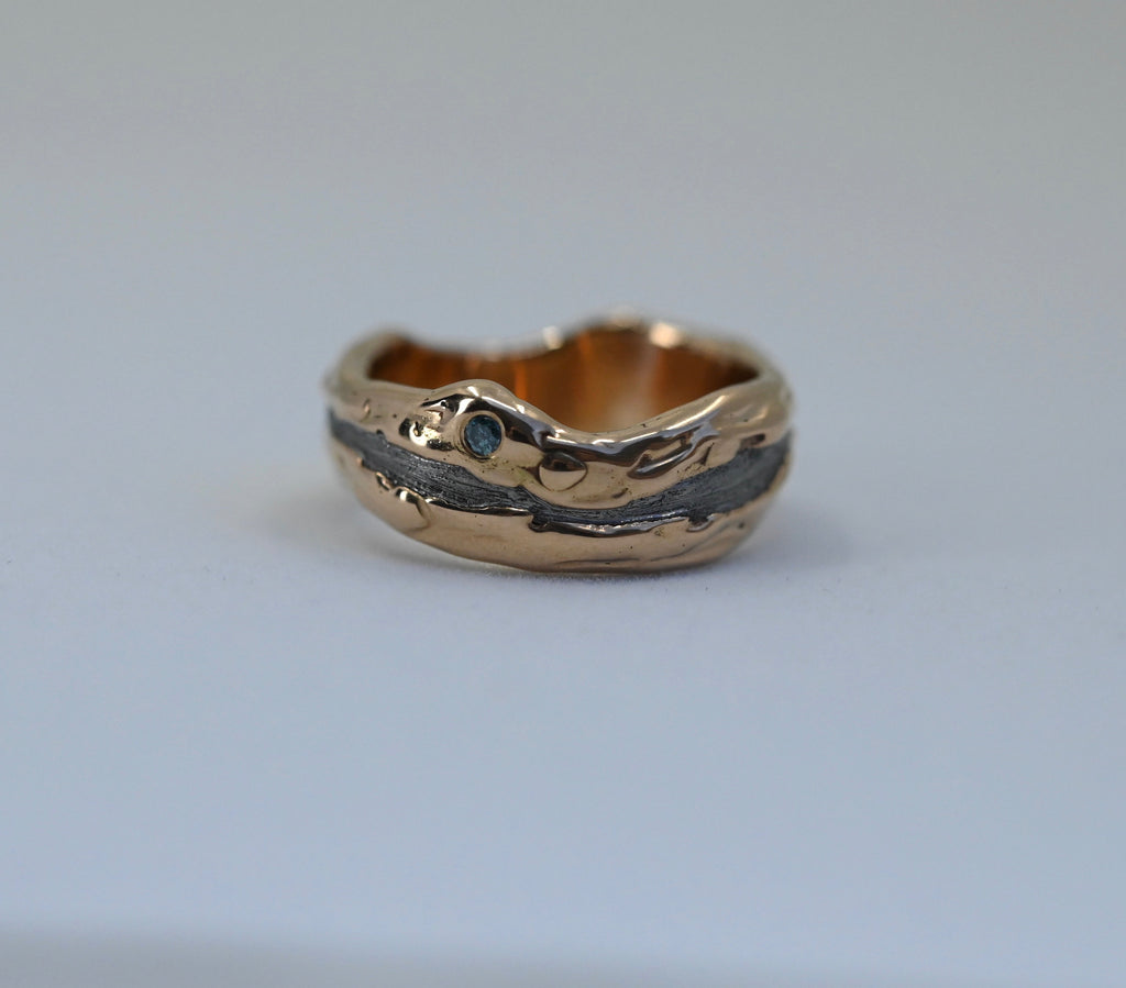 Meteorite & 14k Gold Freeform Ring - Made To Order