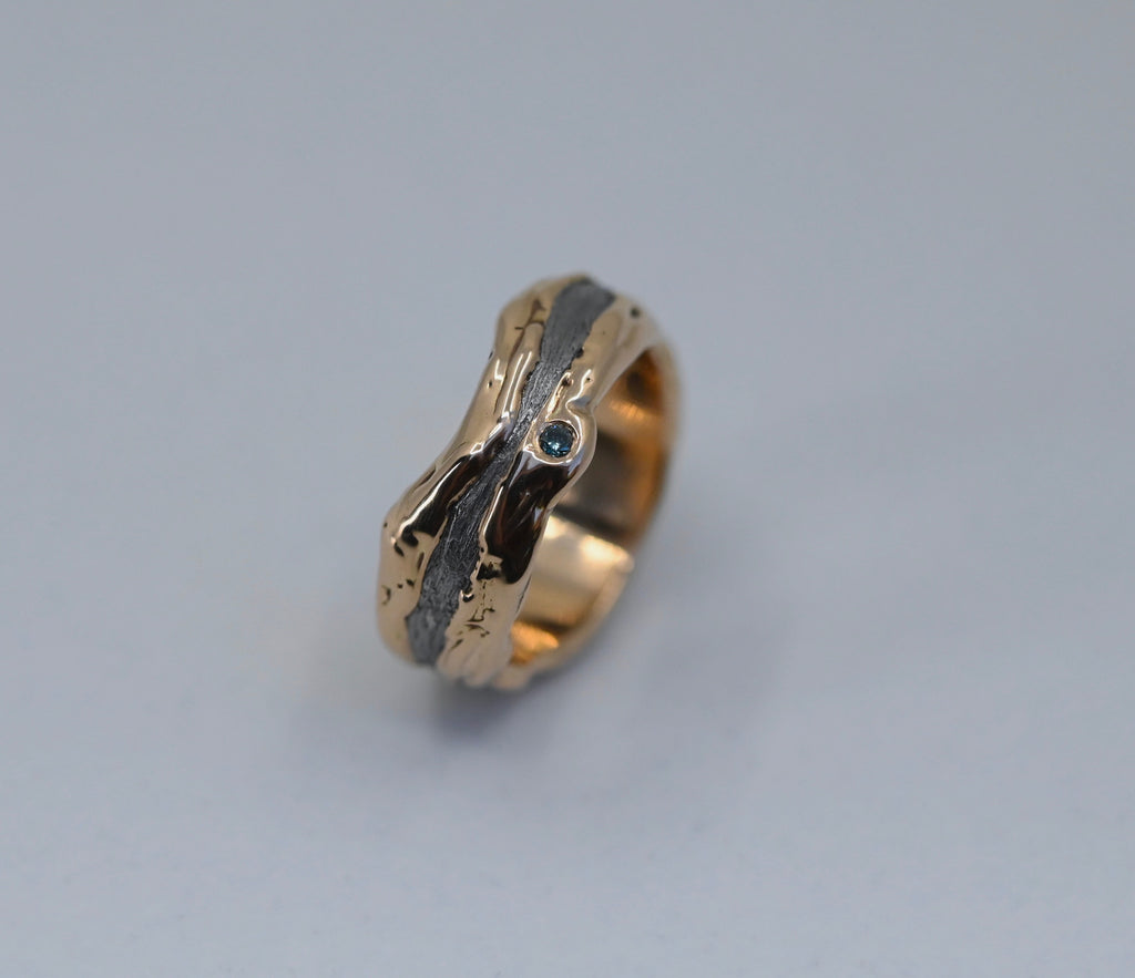 Meteorite & 14k Gold Freeform Ring - Made To Order