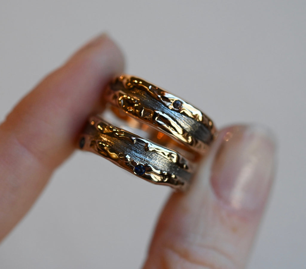 Meteorite & 14k Gold Freeform Ring - Made To Order