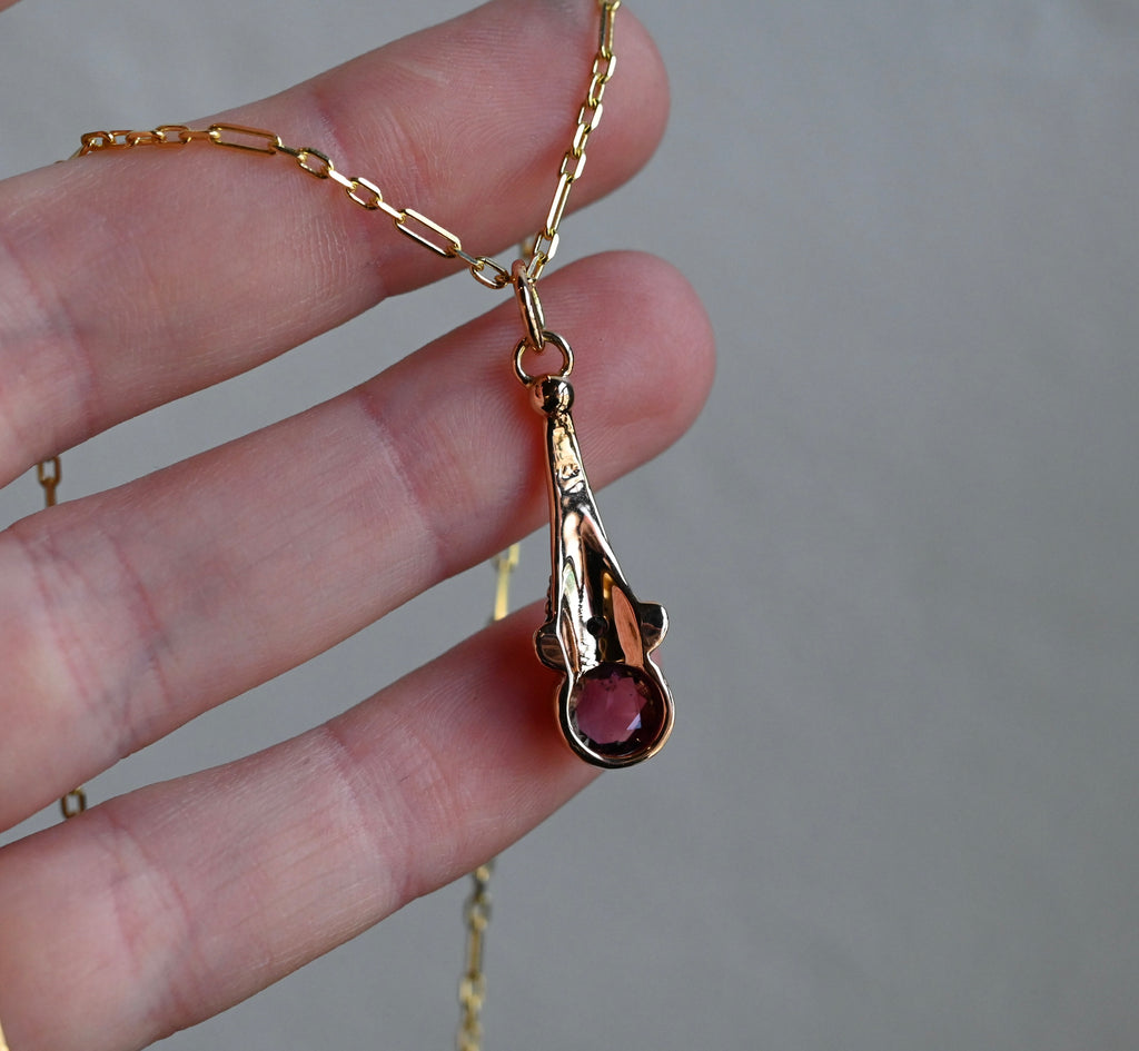 14k Gold Rainbow Rose cut Sapphire & Diamond Pendant - Ready To Ship