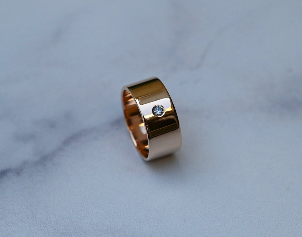 14k Gold Cigar Band Diamond Ring - Made To Order