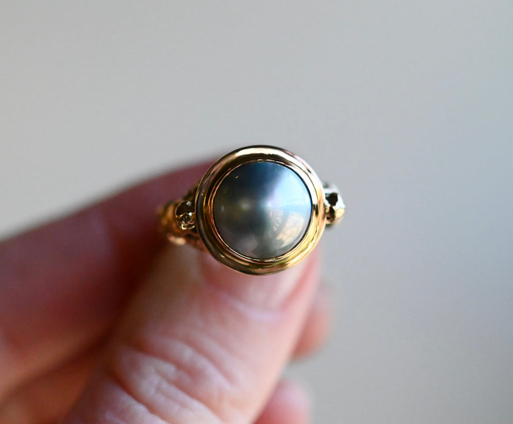14k Gold Mabe Pearl Harpy Ring - size  7.25 - Ready to ship