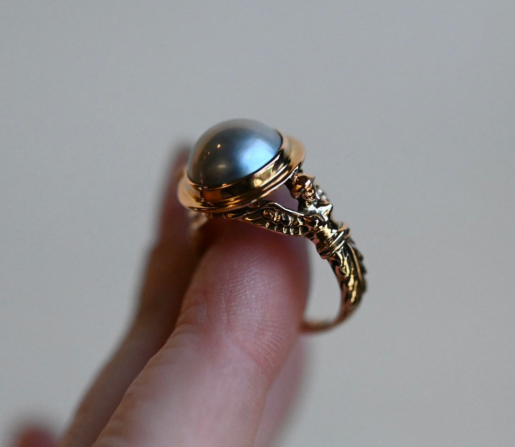 14k Gold Mabe Pearl Harpy Ring - size  7.25 - Ready to ship