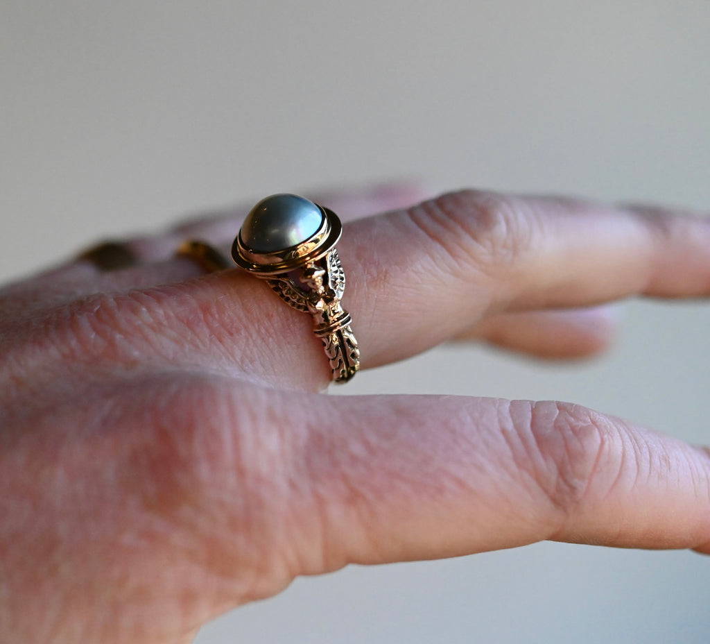 14k Gold Mabe Pearl Harpy Ring - size  7.25 - Ready to ship