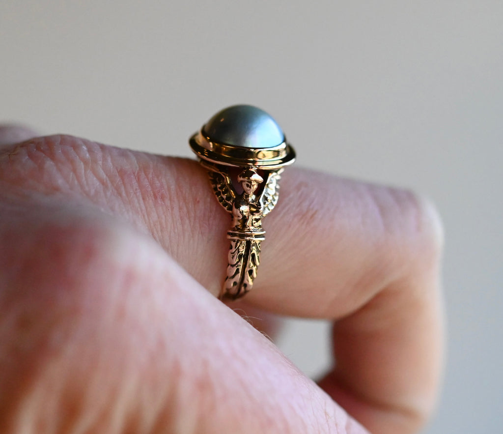 14k Gold Mabe Pearl Harpy Ring - size  7.25 - Ready to ship