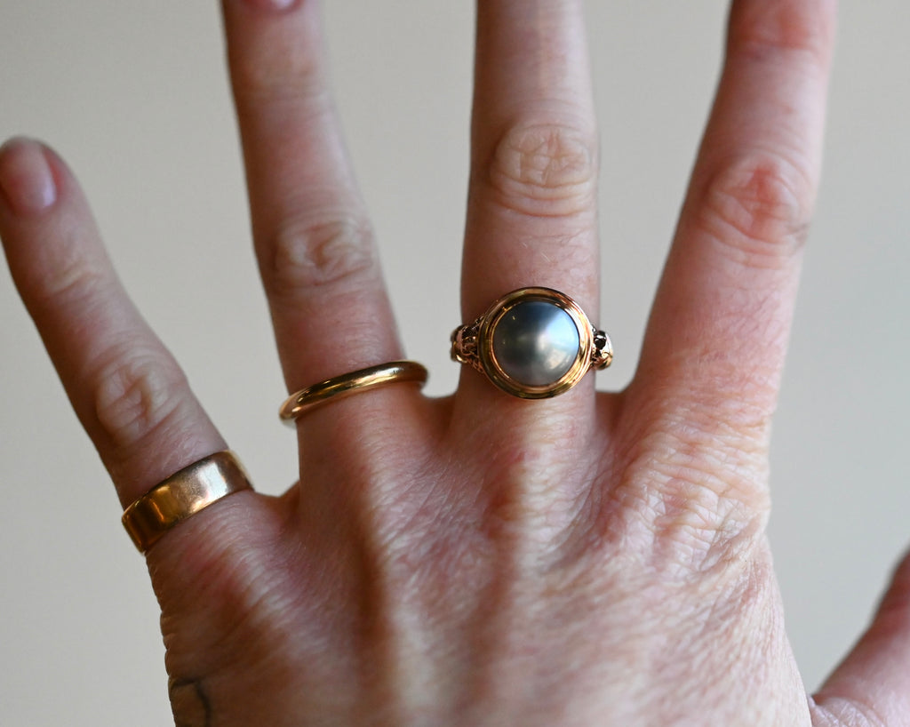 14k Gold Mabe Pearl Harpy Ring - size  7.25 - Ready to ship