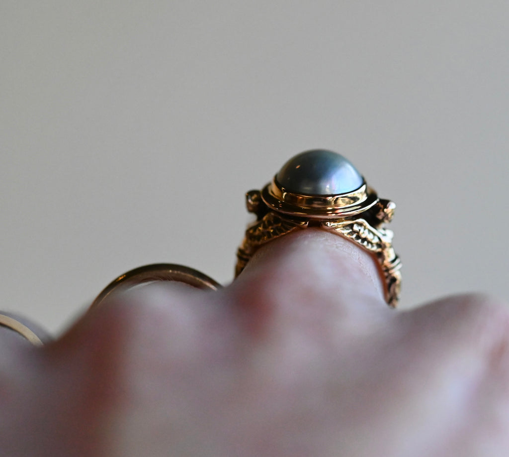 14k Gold Mabe Pearl Harpy Ring - size  7.25 - Ready to ship