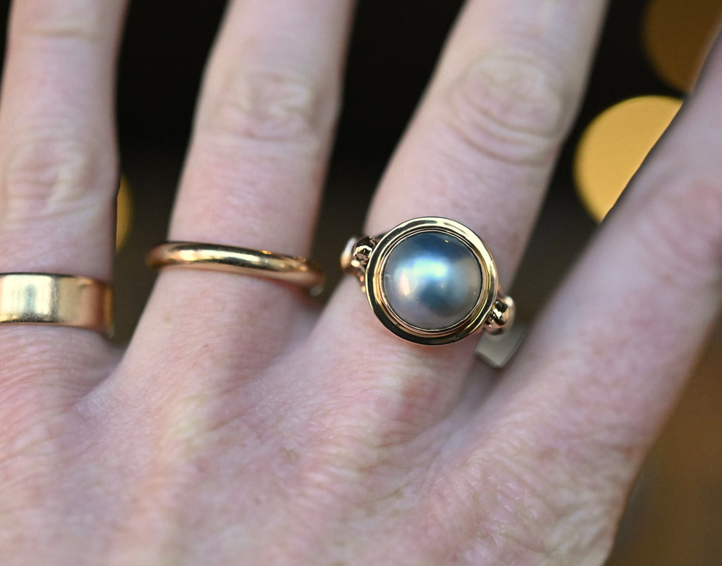 14k Gold Mabe Pearl Harpy Ring - size  7.25 - Ready to ship