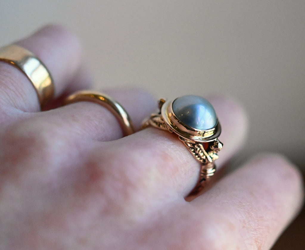 14k Gold Mabe Pearl Harpy Ring - size  7.25 - Ready to ship