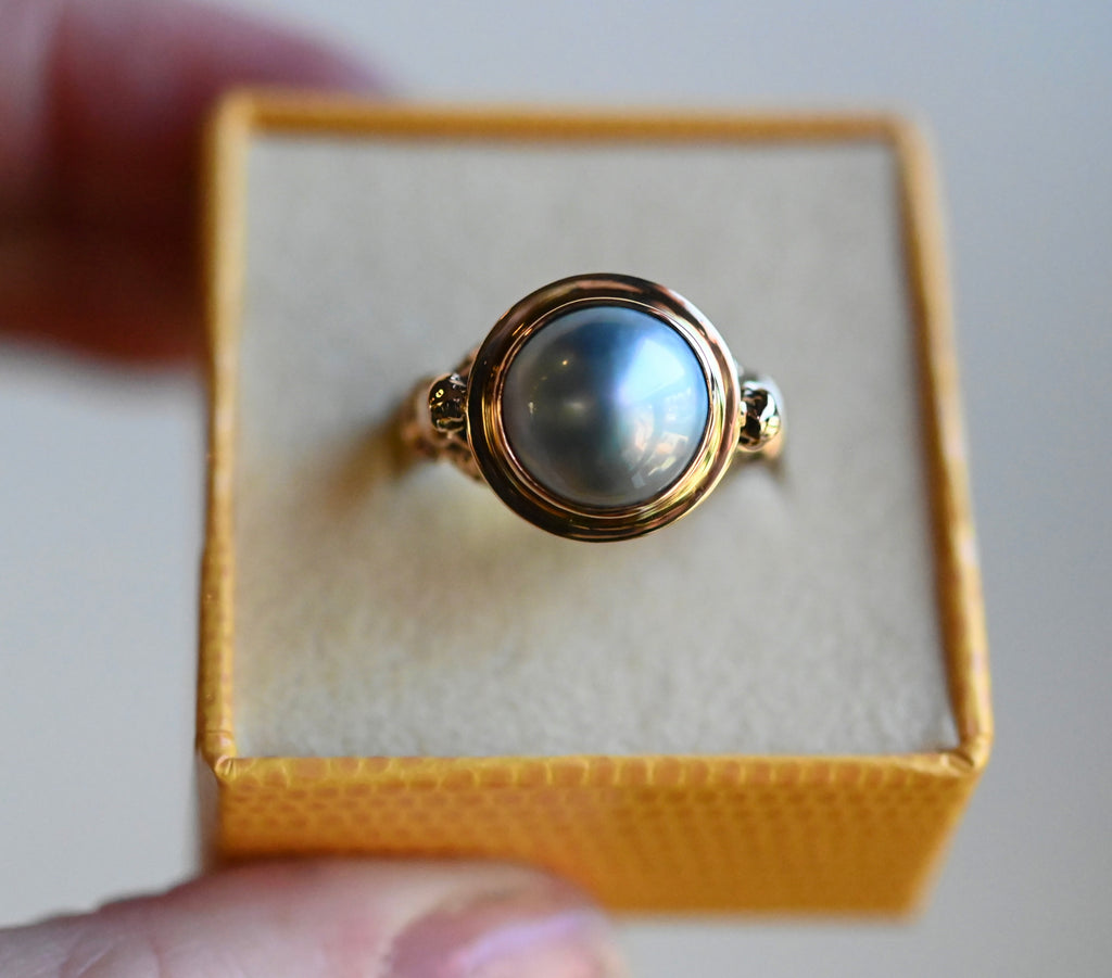14k Gold Mabe Pearl Harpy Ring - size  7.25 - Ready to ship