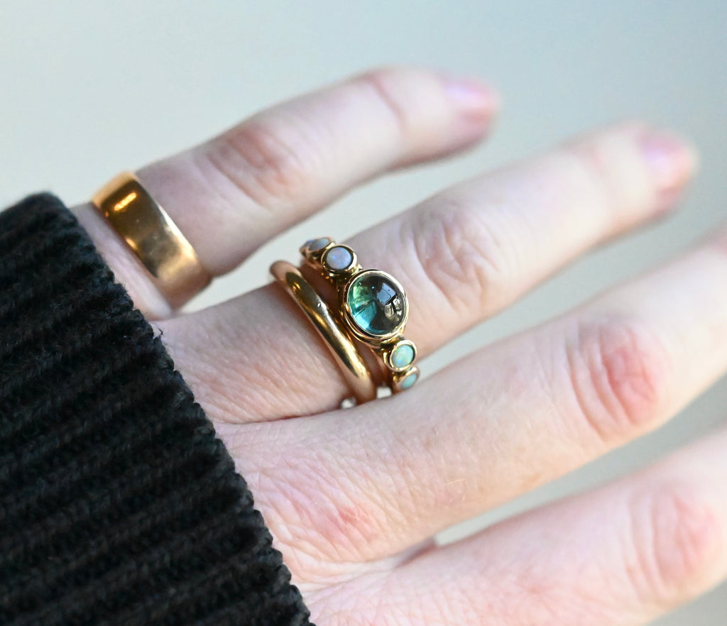 14k Gold Apatite & Australian Opal Ring - size 6.25/6.5  - Ready to ship