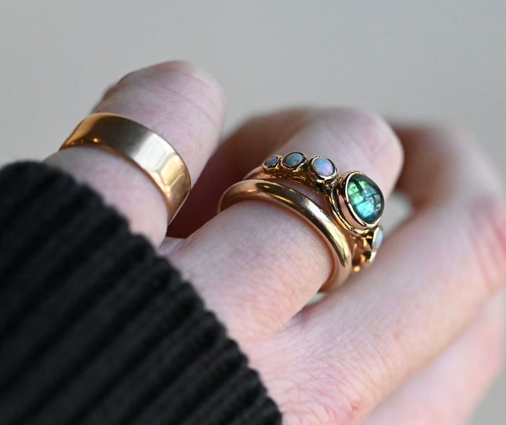 14k Gold Apatite & Australian Opal Ring - size 6.25/6.5  - Ready to ship