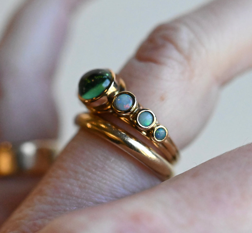 14k Gold Apatite & Australian Opal Ring - size 6.25/6.5  - Ready to ship