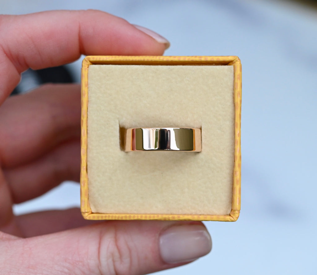 Thick High Polish 14k Gold Ring Band - Made To Order