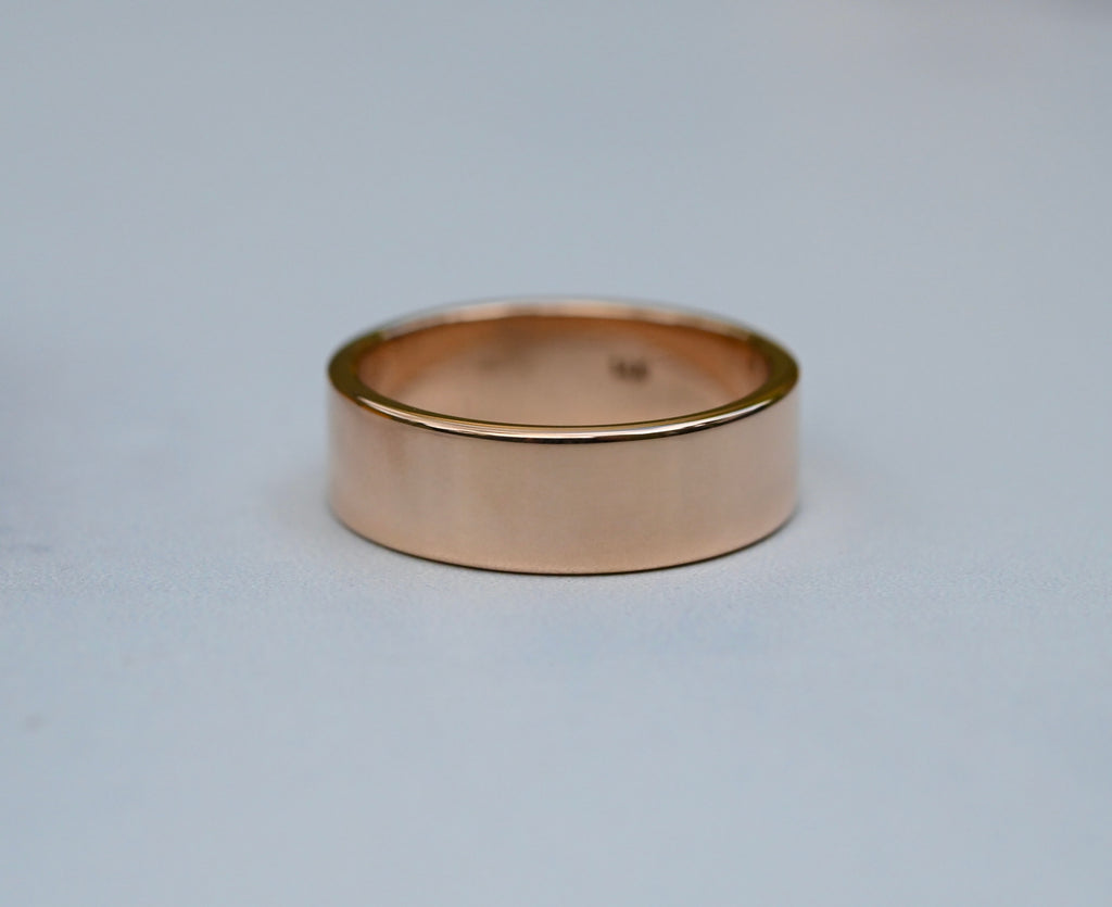 Thick High Polish 14k Gold Ring Band - Made To Order