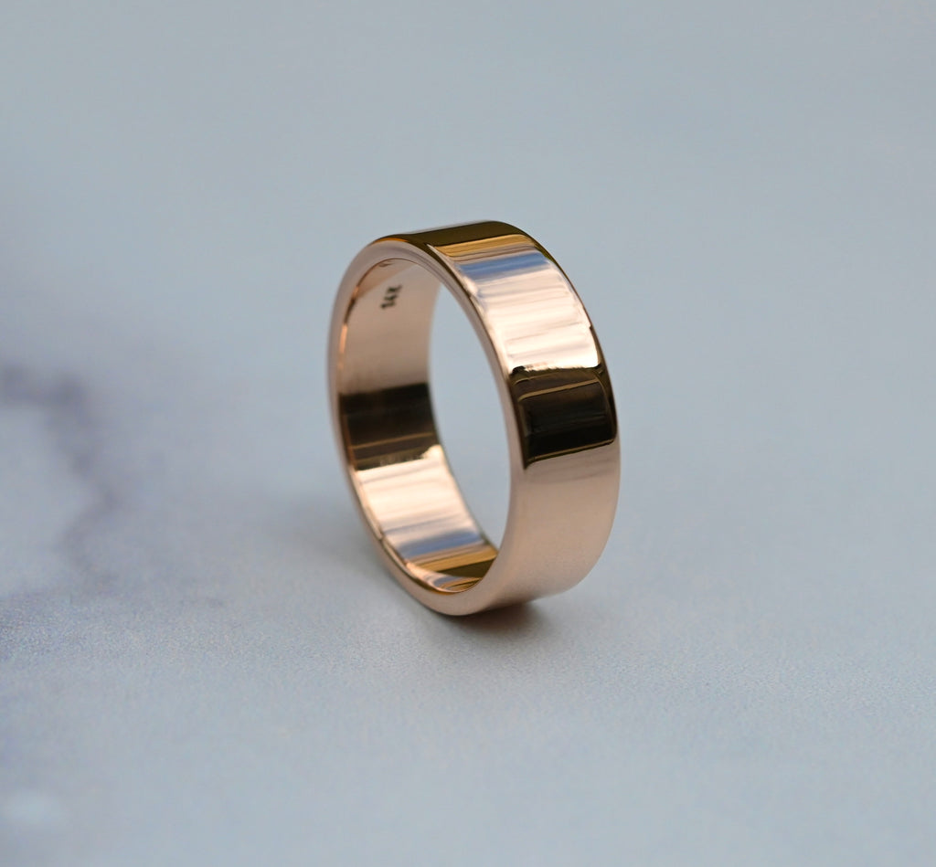 Thick High Polish 14k Gold Ring Band - Made To Order