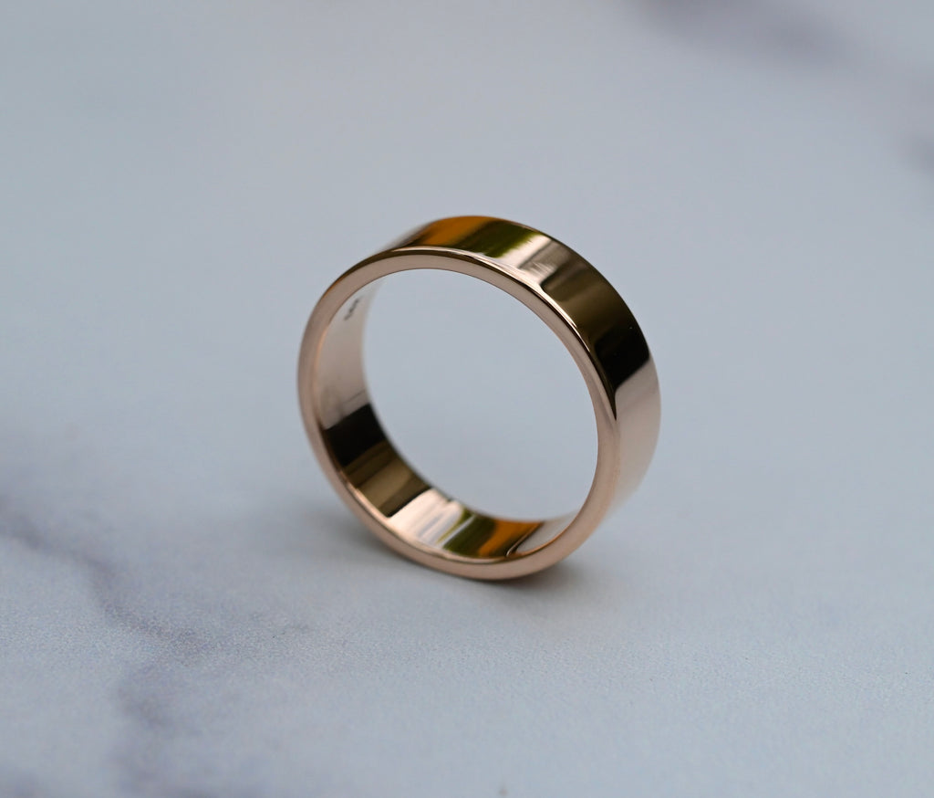 Thick High Polish 14k Gold Ring Band - Made To Order