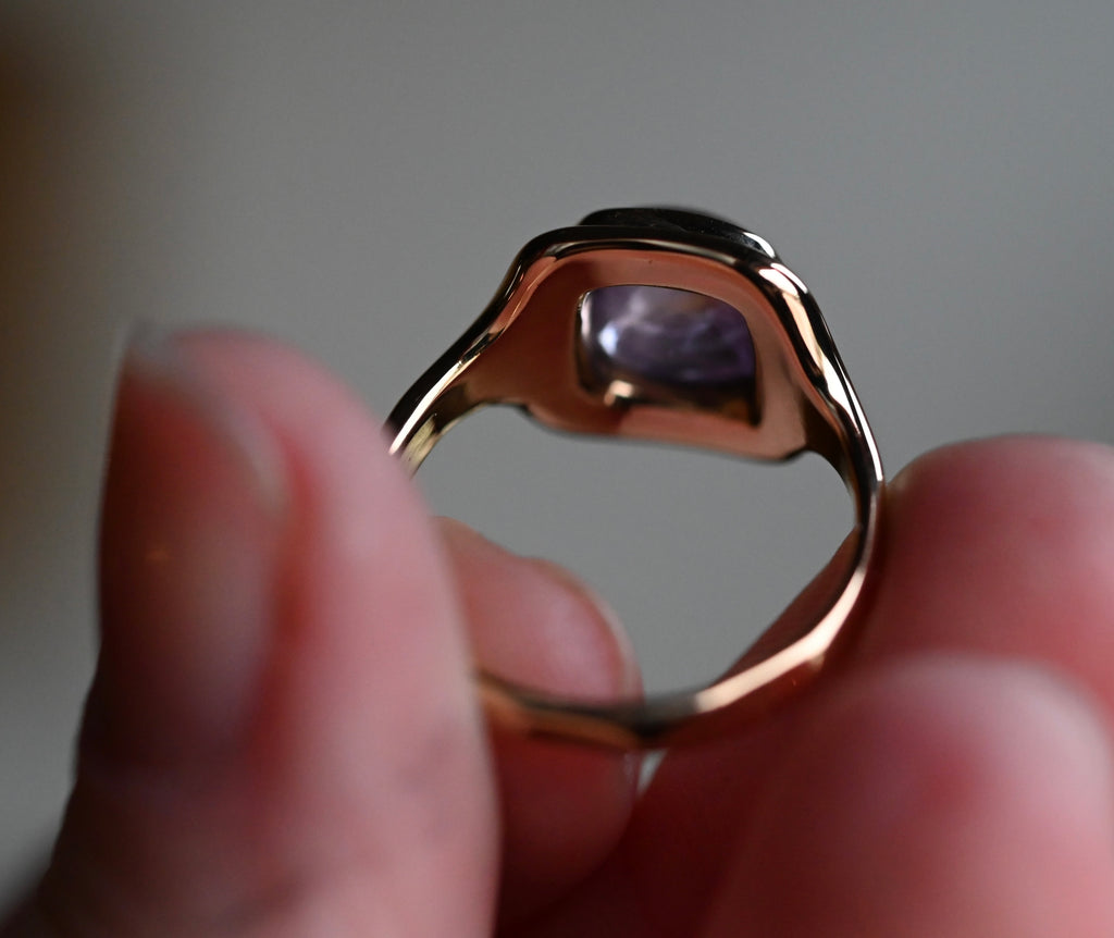 14k Gold 4.02ct Sugarloaf Natural Sapphire Ring - size 7 - Ready to ship