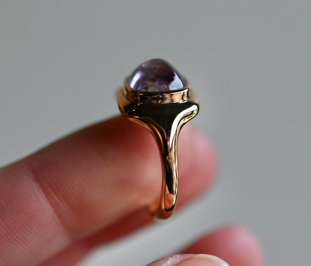 14k Gold 4.02ct Sugarloaf Natural Sapphire Ring - size 7 - Ready to ship