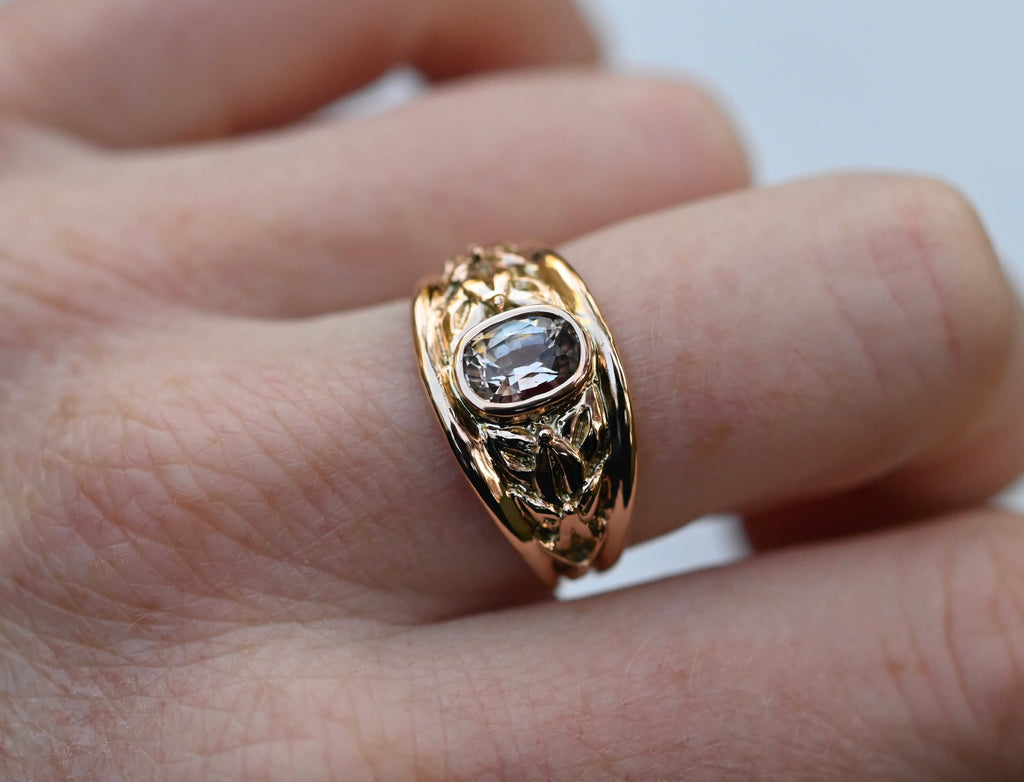 Wide Vine 14k Gold Ring Setting - Made To Order