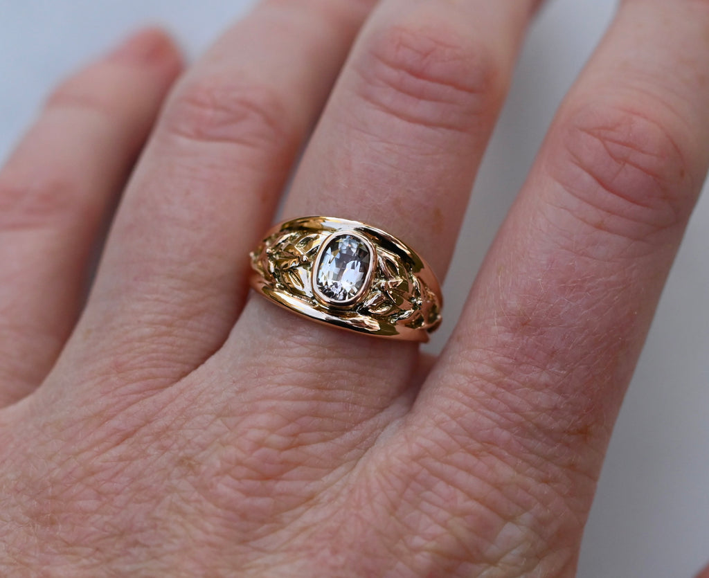 Wide Vine 14k Gold Ring Setting - Made To Order