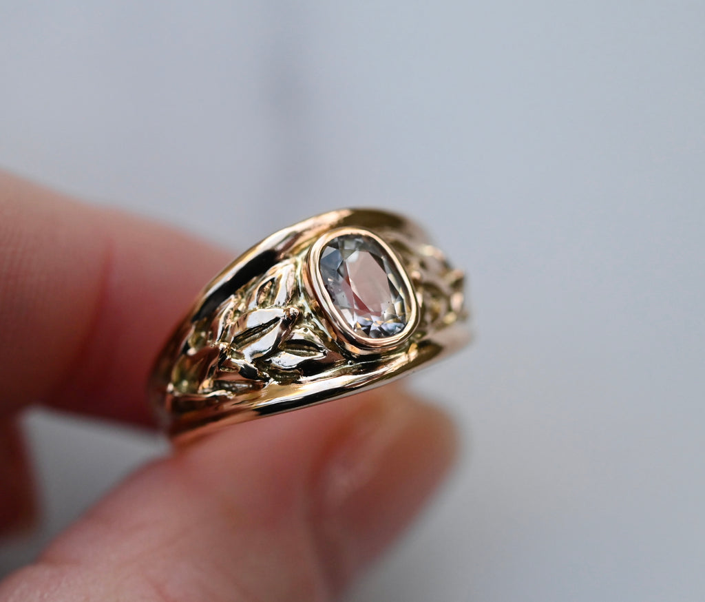 Wide Vine 14k Gold Ring Setting - Made To Order