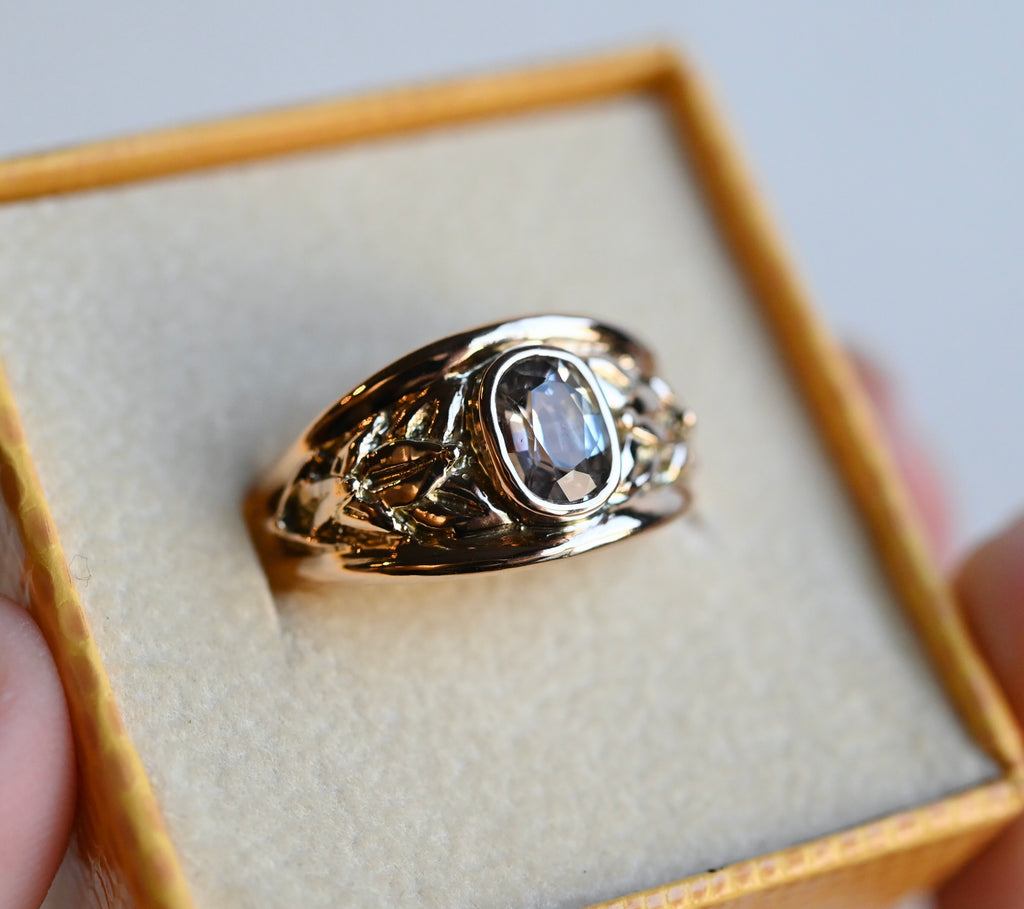 Wide Vine 14k Gold Ring Setting - Made To Order