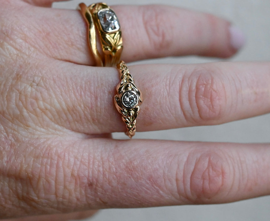 Cascading Leaf 14k Gold Ring Setting - Made To Order