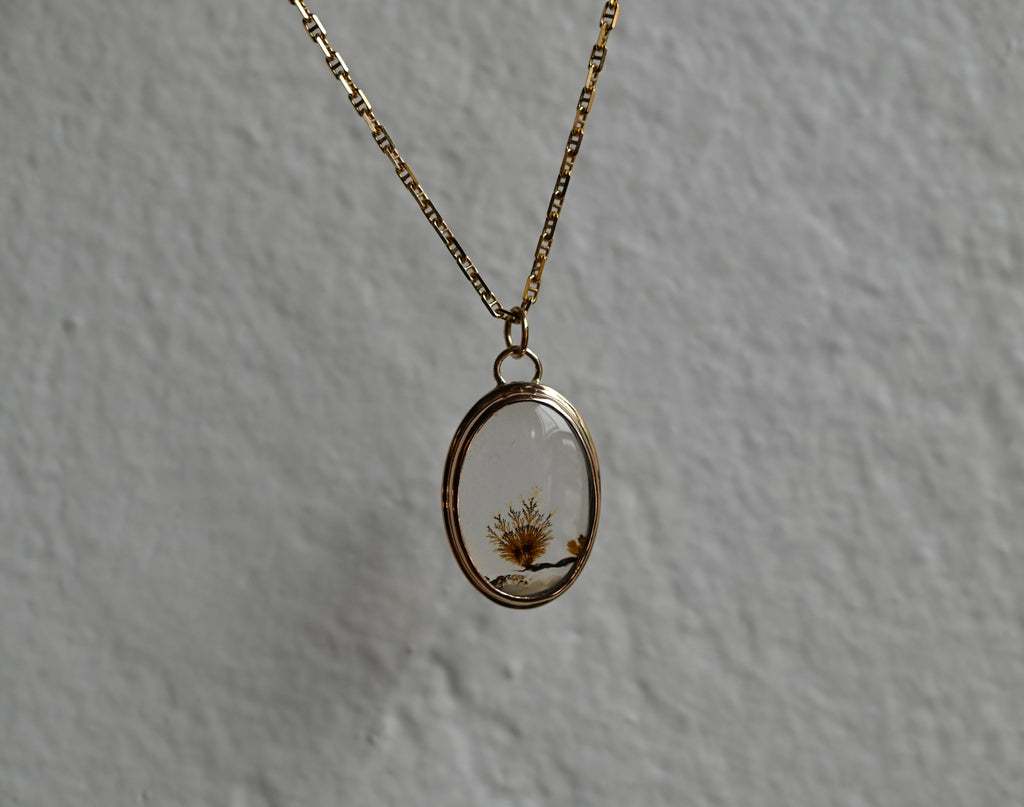 14k Gold Dendritic Agate Pendant - Ready to ship