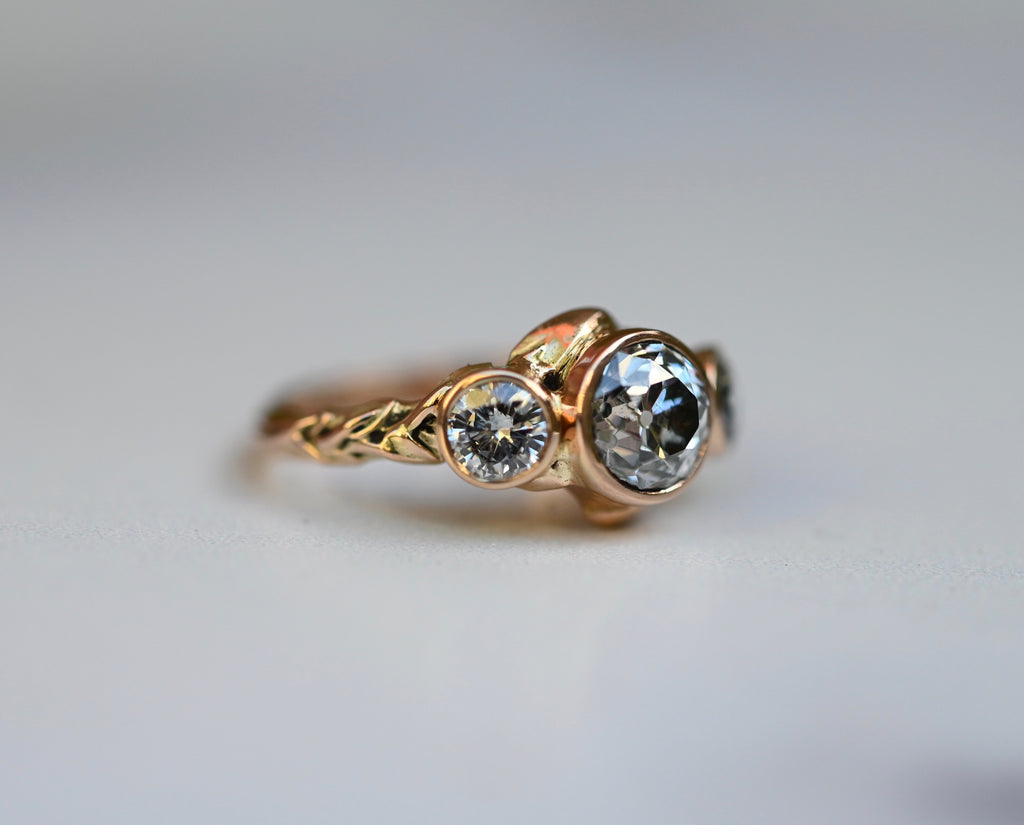 Cascading Leaf Diamond 14k Gold Ring Setting - Made To Order