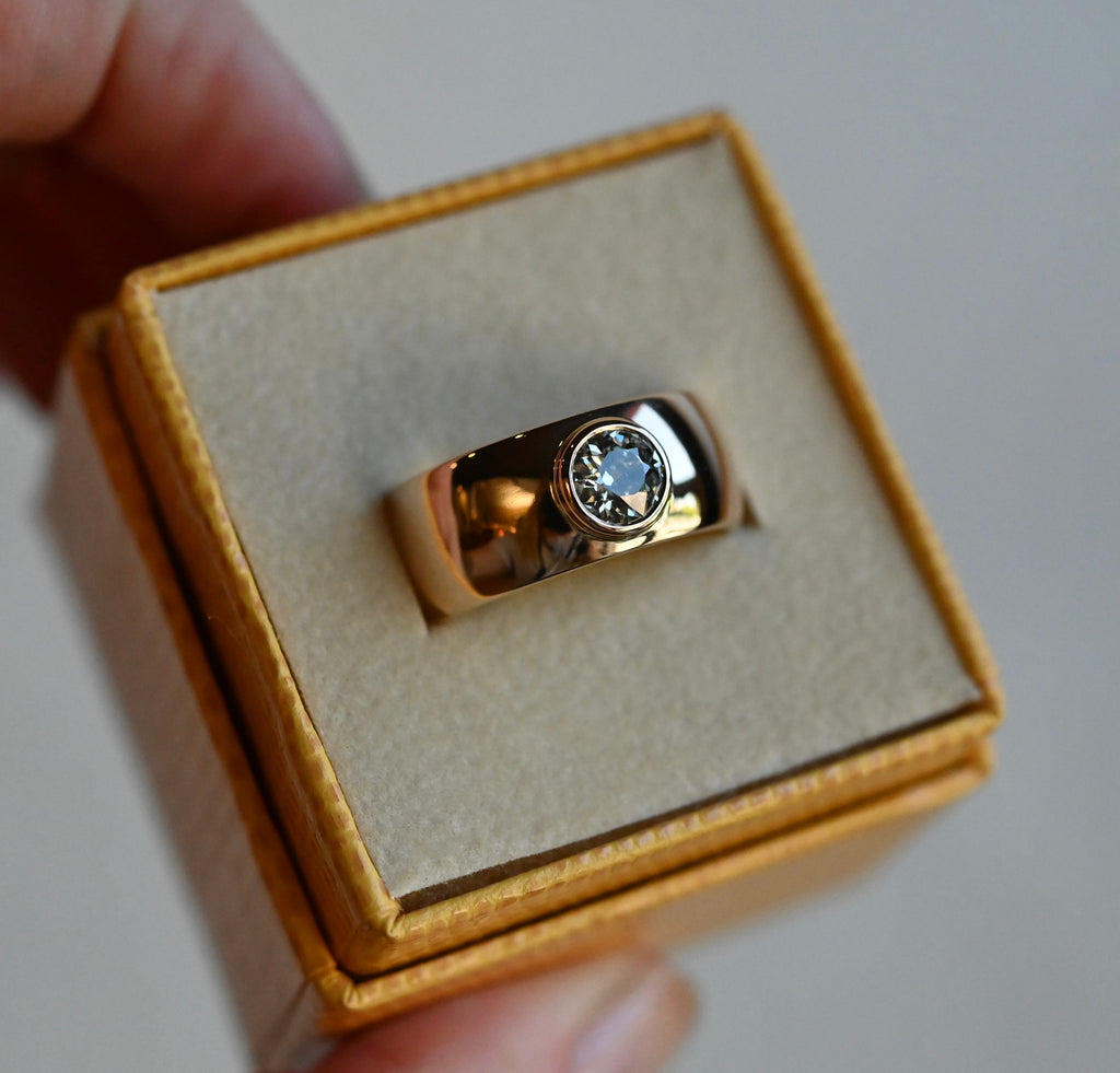14k Gold Heavy OMC Diamond Cigar Band Ring - Ready to Ship